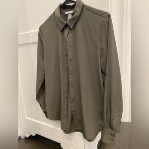 FOREVER 21 button down polyester shirt (olive green)